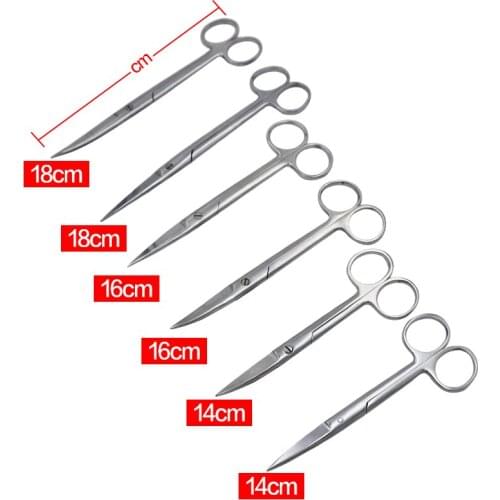 14cm 16cm 18cm Farm Animal Stainless Steel Surgical Scissors Straight Curved Tip Scissors Veterinary Vet Medical Farming Tools