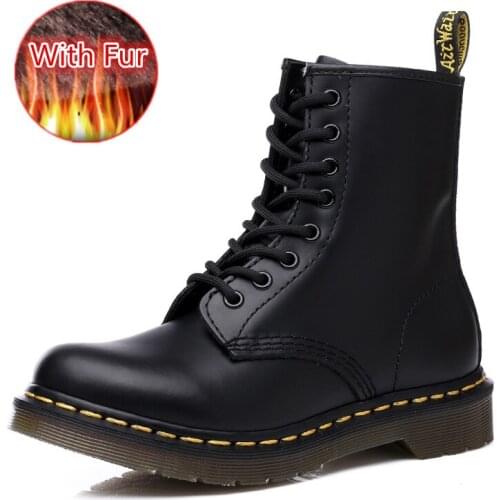 2020 Winter warm fashion women Boots With Fur Boots Women Shoes Couple Leather Ankle Boots