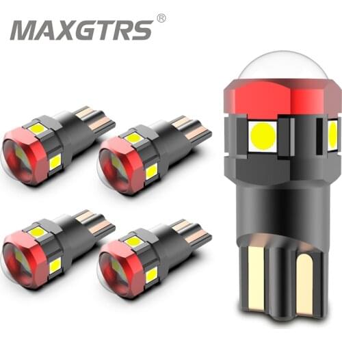 5x W5W 3030 SMD Car T10 LED 194 168 Wedge Replacement Reverse Instrument Panel Lamp White Bulbs For Clearance Lights Lens