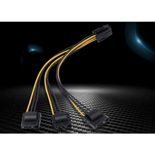 6 inch 3 x Molex 4 pin to 6-Pin PCI Express Video Card Pci-e ATX PSU Power Converter Cable Molex to Pcie 6 pin to 4 pin Adapter
