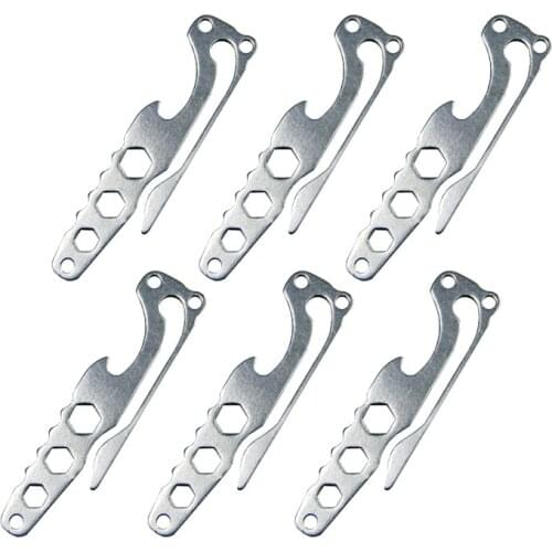 6pcs Multi Outdoor Camping Tool Carabiner Belt Clip Pocket Clip Key Hook Bottle Opener Hex Wrenchs Keyring