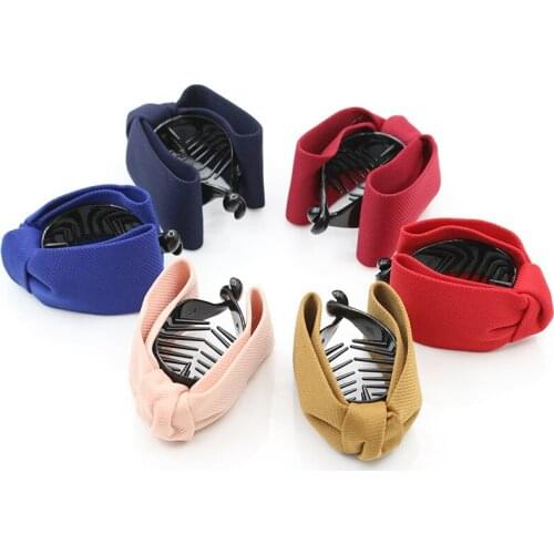 7 Solid Colors Cotton Cloth Bow Fashion Hair Claws Plastic Black Teeth Women Hairwear Hair Accessories