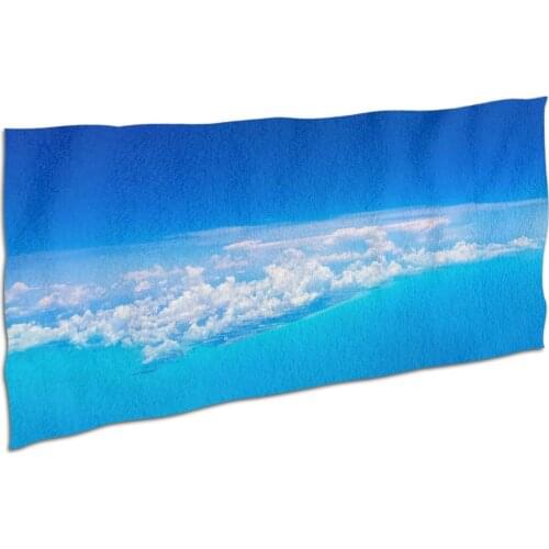 Blue sky and white clouds printed spa bathrobe laundry quick drying microfiber bath towel gym fashion pad