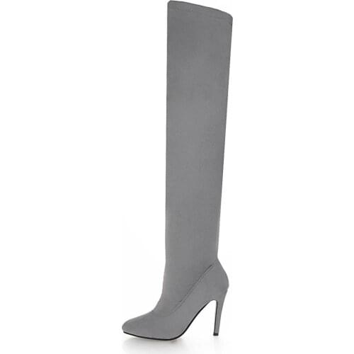 White Autumn New Stiletto High Heels Over The Knee Boots Women 2021 Sexy Elegant Ladies Boots Concise Mature Office Lady Pink