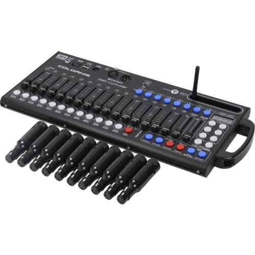 COLORNIE Powerful 384 Channels Wireless DMX512 Controller DMX Console Wireless Receiver Built in Battery For DJ Stage Lighting