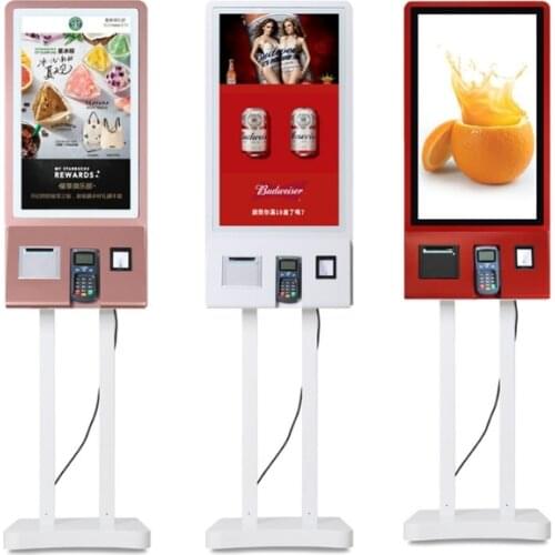 Wireless Remote Control Restaurant Self Service Food Ordering touch interactive terminal kiosk machines with printer