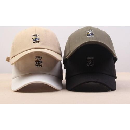 High Quality Washed Cotton SURF WAVE Baseball Cap Snapback Hat For Men Women Casual Embroidery Outdoor Dad Hat