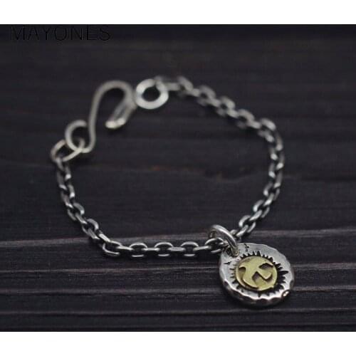 Handmade Solid Silverr 925 Eagle Tag Chain Bracelet Men Women Vintage Indian Style Simple Design 100% Real Silver 925 Jewelry