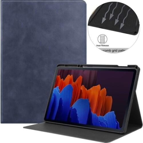 Business Leather Case for Samsung Galaxy Tab S7 Plus with Pencil Slot Cover Funda for Tab S 7 S7 Plus Case T970 T975 Book Cover