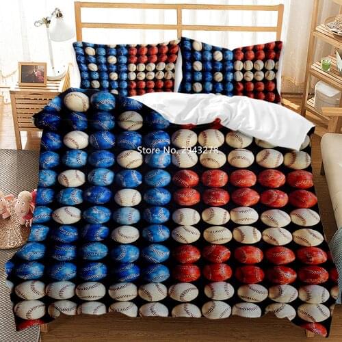 Soccer Baseball Series Junior Bedroom Decoration Deluxe Bedding Set Comfortable Duvet Covered Pillowcase with Colorful Print
