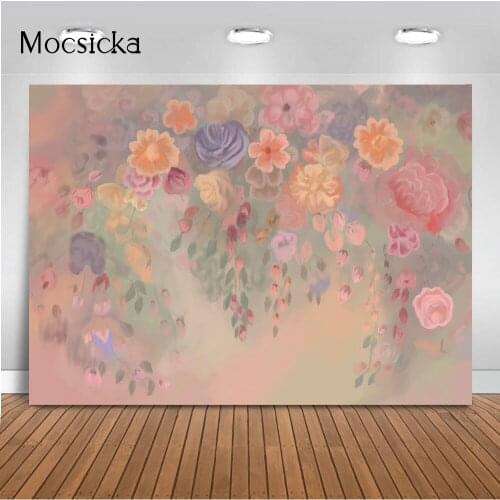 Oil Painting floral Abstract Background for Photography Newborn Kids Portrait Backdrop for Newborn Kid Portrait Photo Background