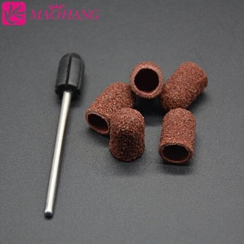 5Cap+1Grip Nail Art Sanding Bands Caps ring for electric nail drill professional manicure pedicure nail tools 7*13mm