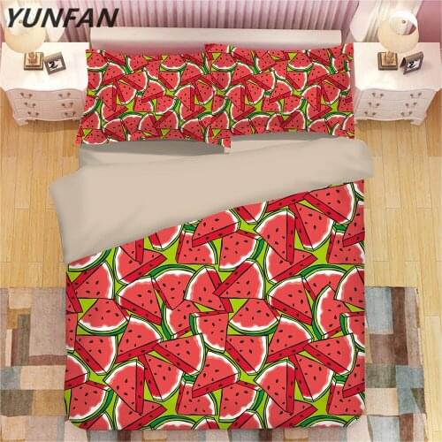 3D Bedding Set Fruit watermelon king twin Duvet Cover Set Lifelike Bedclothes with Pillowcase red quilt cover Set Home Textiles