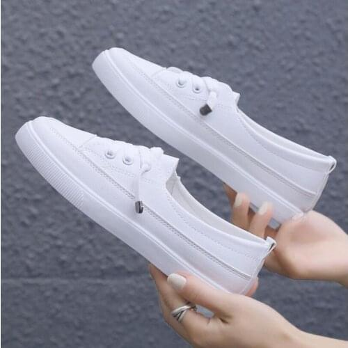 Spring Autumn Women Low Heel Platform Pu Leather Walking Sneakers Female Loafers White Flat Slip on Vulcanize Casual Sport Shoes