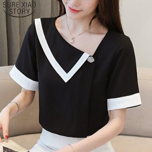 Summer Ladies Blouse Women Tops and Blouse Spliced Short Sleeve Blouse Blusas Mujer De Moda 2021 women blouses 4603 50