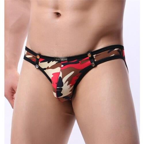 Sexy Men Briefs Camouflage Printed Bugle Pouch Underwear Slips Calzoncillo Hombre Gay Panties Male Underpants Jockstrap Briefs