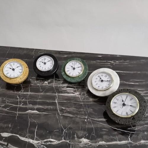 Natural Marble Table Bell Light Luxury Home Stone Design Desk Clocks Sweep Movement Clock Customization