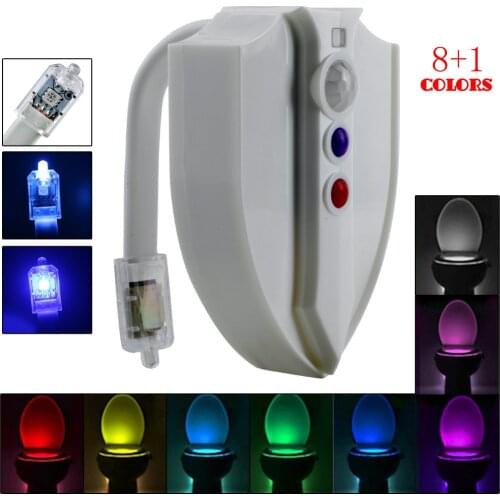 New ideasPIR Motion Sensor Toilet Seat Night Light 8 Colors UV LED WC Toilet Hanging Lamp Fixed or Cyclic Color Transformation