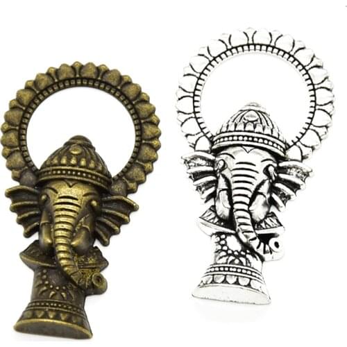2pcs Wholesale Metal Alloy Ganesha Buddha Elephant Pendants Charms For Jewelry Making DIY Necklace Bracelet Supplies