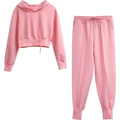 Autumn Knit Tracksuit Women Casual Long Sleeve Short Crop Top And Drawstring Pants Two Piece Set Workout Sporty Suit Female