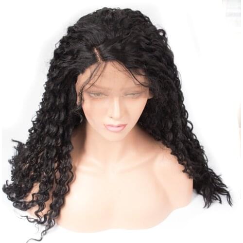 Qp hair Long Afro loose wave Front Synthetic Hair Wigs For Women Pre Plucked Hair Bleached Knots wig hair