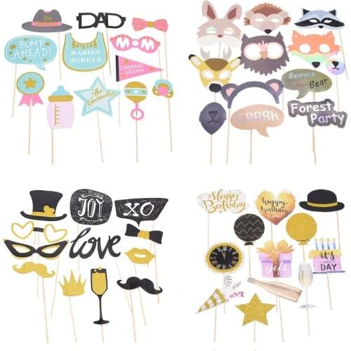 1Set DIY Photo Booth Props Wedding Decorations Photobooth Props Baby Shower Bridal Shower Decoration Kids Birthday Party Favors
