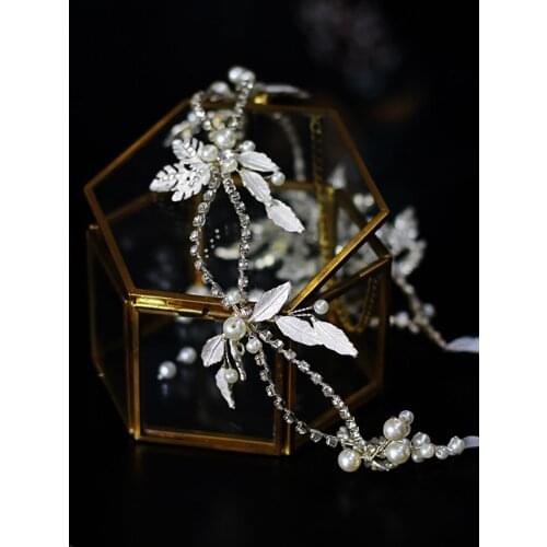 Silver Flower Wedding Hair Accessories Rhinestone Headband Beads Handmade Female Glamour Headdress for Bride Hair Jewelry Girls