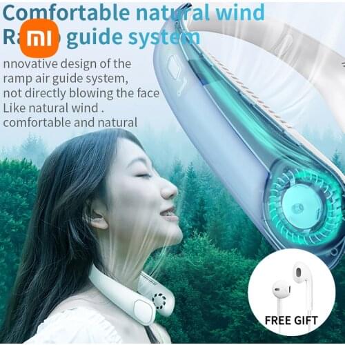 Xiaomi MiJia Neck Fan Portable Mini Bladeless Fan 9000mAh Rechargeable Fan Hanging Sports Home Outdoor Air Conditioner Cooler