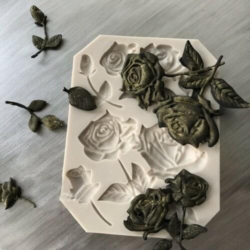Rose Leaf Silicone Mould Flowers Leaves Fondant Cake Chocolate Icing Mold Cake Border Edge Decoration Bakeware