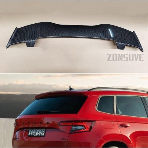 Use For Skoda karoq 2017-2020 Spoiler ABS Plastic Carbon Fiber Look Hatchback Roof Rear Wing Body Kit Accessories