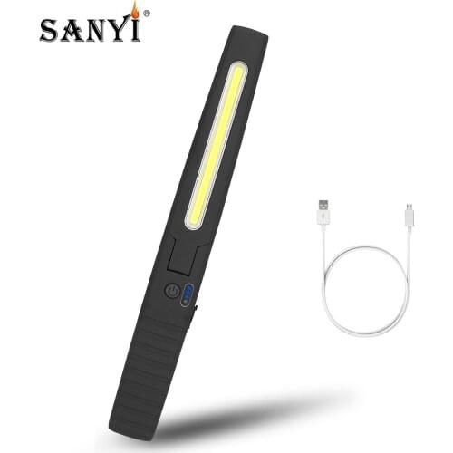 COB LED Flashlight Magnetic Working Light USB Rechargeable Torch 4 Working Modes Tactical Flashlights With Hanging Hook Battery