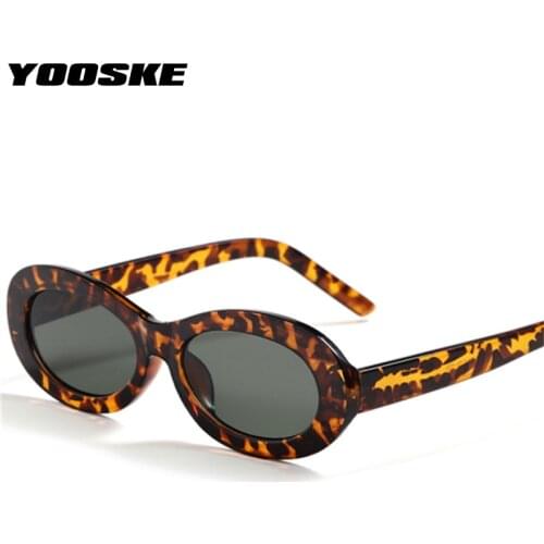 YOOSKE Vintage Small Sunglasses Men Luxury Brand Designer Oval Sun Glasses Women Fashion Retro Leopard Eyeglasses Ladies UV400