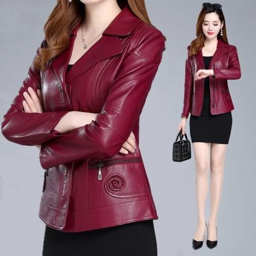 Leather Jacket Women 2021 Spring And Autumn New PU Leather Jacket Large SizeLadies Coat Short Womens Clothing Plus Size 6XL