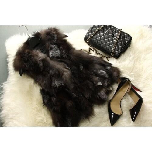 Womens Real genuine natural fox fur vest ladys fashion jacket gilet warm winter custom any big size