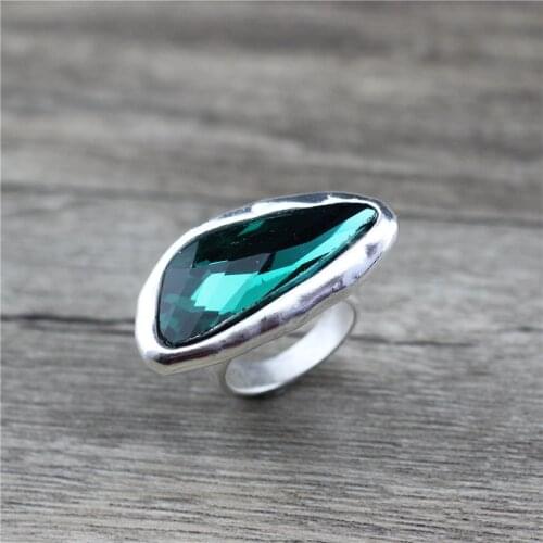 Anslow Fashion Jewelry Brand Retro Silver Irregular Shaped Crystal Finger Couple Love Promise Wedding Engagement Ring LOW0063AR