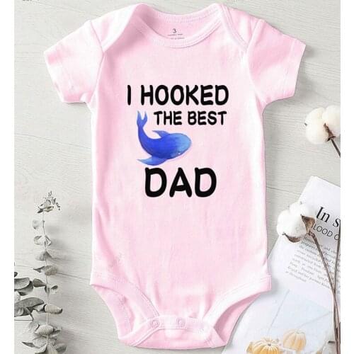 Winter Romper for Toddler Girl Boy Kids' Things Cotton I Hooked The Best Dad Letter Printed Children Jumpsuits Baby Clothes