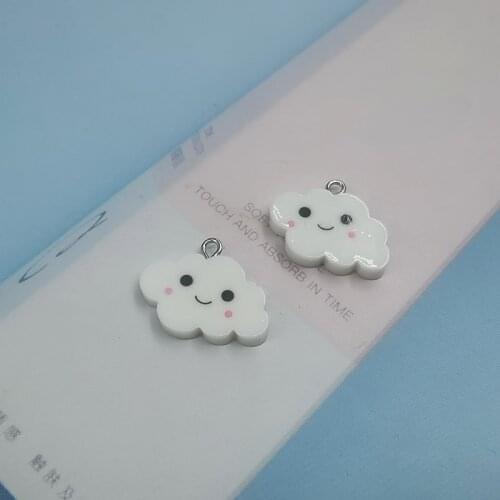 10pcs Fashion White Cloud Resin Lovely Charms Jewelry Findings Handmade Cute Floating Pendant for Earings Accessory C213