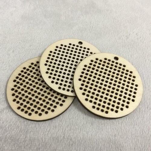20 pcs wood pendants disks circles needlepoint cross stitch
