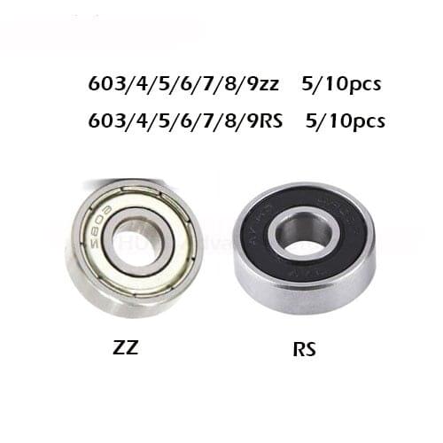 Free Shipping High Quality 5/10 Pcs 603zz 604zz 605zz rs 606zz rs 607zz rs 608zz rs 609zz Miniature Deep Groove Ball Bearings