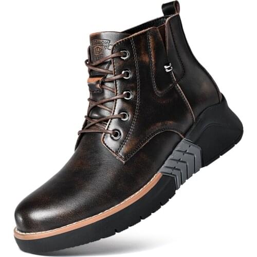 Retro Fashion Martin Boots Mens High-top Tooling Boots Waterproof Genuine Leather Ankle Boots for Mans Casual Shoes Winter New