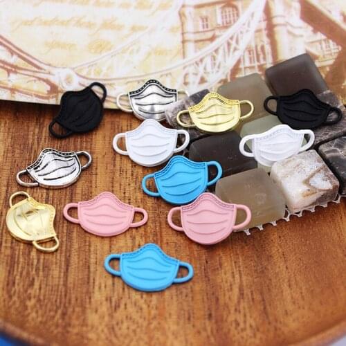 10pcs Cartoon Alloy Color Health Gauze Mask Pendant DIY Craft Supplies Creative Necklaces Earring Key Chain Arts Decor Materials