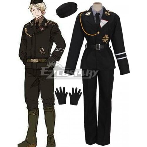 Axis Powers Hetalia Germany Ludwig Beillschmidt Black Uniform Army Suit Outfit Halloween Adult Set Party Cosplay Costume E001