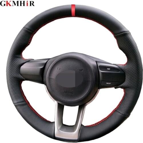 Black Artificial Leather Car Steering Wheel Cover for Kia Rio 2017 2018 2019 2020 Rio5 2019 K2 17-20 Picanto Morning