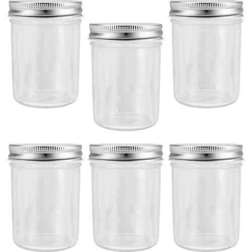 6Pcs Kitchen Honey Storage Sealed Container Can Jars Caviar Jam Storage Container Glass Bottle for Kitchen (200ml)