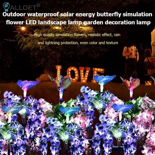 Solar Bean Flower LED Lamp Night Light Decor Outdoor Yard Artificial Landscape for Household Outdoor Courtyard Ornament