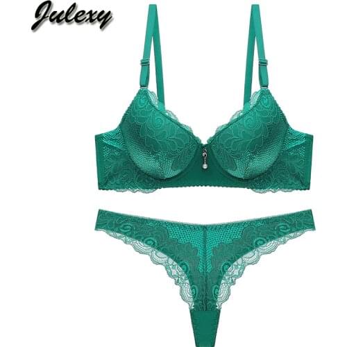 Julexy BC thongs women bra set Lace Push up bra and panty set Solid intimate underwear set
