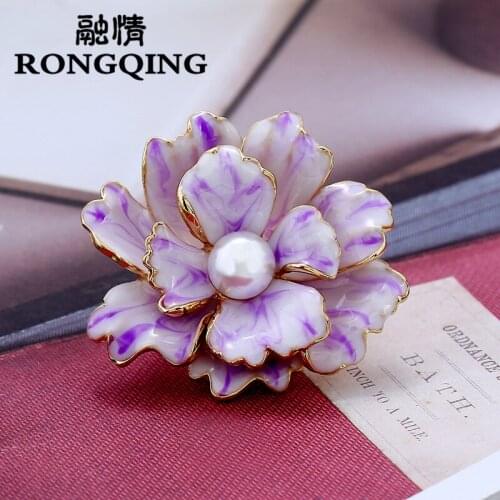 RONGQING 12pcs/lot Fashion Flowers Scarf buckle brooch For Women jewelry broochs wholesale for mom Factory direct sales