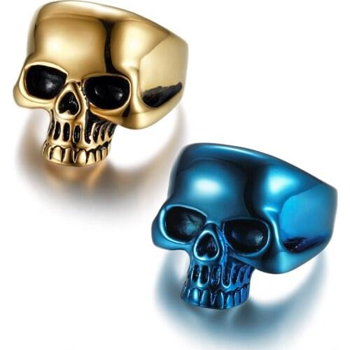 Polished Surface Mens Devil Skull Rings Dropshipping Size 7-15 316l Stainless Steel Ghost Rings For Biker Cool Boys