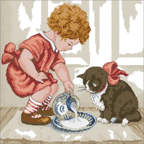 Cream and cat patterns Counted Cross Stitch 11CT 14CT 18CT DIY Chinese Cross Stitch Kits Embroidery Needlework Sets