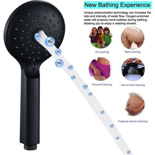 Hand Held Bathroom Shower Head 2 Function Matte Black Pressurized Bath Head Bathroom Set